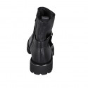 Woman's ankle boot with zipper and buckle in black leather heel 3 - Available sizes:  32