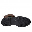 Botines con hebilla y cremallera para mujer en piel marron tacon 3 - Tallas disponibles:  32