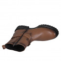 Bottines pour femmes avec boucle et fermeture éclair en cuir marron talon 3 - Pointures disponibles:  32