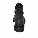 Bottines pour femmes à lacets en cuir noir avec fermeture éclair talon 3 - Pointures disponibles:  32