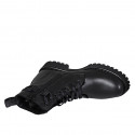 Bottines pour femmes à lacets en cuir noir avec fermeture éclair talon 3 - Pointures disponibles:  32