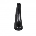 Bottines pour femmes avec élastiques et bout carré en cuir noir talon 8 - Pointures disponibles:  42