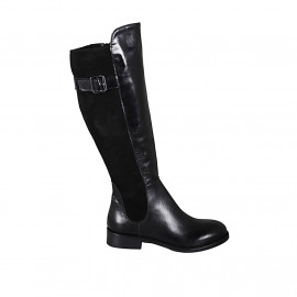 Bottes pour femmes avec fermeture éclair et boucle en daim et cuir noir talon 3 - Pointures disponibles: 33