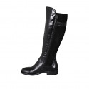 Woman's boot with zipper and buckle in black suede and leather heel 3 - Available sizes:  33