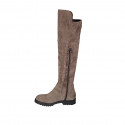 Stivale da donna in camoscio ed elasticizzato taupe con mezza cerniera tacco 3 - Misure disponibili: 34, 47