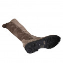 Stivale da donna in camoscio ed elasticizzato taupe con mezza cerniera tacco 3 - Misure disponibili: 34, 47