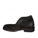 Men's laced shoe in brown leather and suede - Available sizes:  46, 47