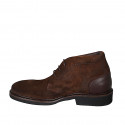 Men's laced shoe in tan brown leather and suede - Available sizes:  47, 50