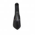 Bottines à bout pointu pour femmes avec goujons et elastique en cuir noir talon 9 - Pointures disponibles:  42, 43