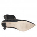 Botines a punta para mujer con tachuelas y elastico en piel negra tacon 9 - Tallas disponibles:  42