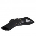 Bottines à bout pointu pour femmes avec goujons et elastique en cuir noir talon 9 - Pointures disponibles:  42, 43