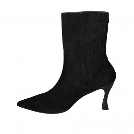 Bottines pour femmes avec fermeture éclair et elastique en daim noir talon 9 - Pointures disponibles:  42 2