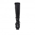 Woman's boot in black elasticized leather with half zipper and bow heel 2 - Available sizes:  42