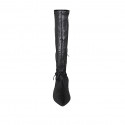 Bottes pour femmes en cuir elastique noir avec demi fermeture éclair et noeud talon 2 - Pointures disponibles:  42