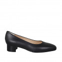 Zapato de salon para mujer en piel negra tacon 3 - Tallas disponibles:  45