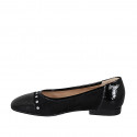 Woman's pump in black leather and patent leather with studs heel 2 - Available sizes:  43, 44