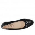 Zapato de salon para mujer en piel y charol negro con tachuelas tacon 2 - Tallas disponibles:  43, 44