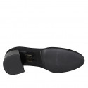 Zapato de salon para mujer en tejido y piel negra tacon 5 - Tallas disponibles:  32, 33, 34