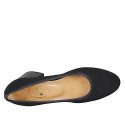 Zapato de salon para mujer en tejido y piel negra tacon 5 - Tallas disponibles:  32, 33, 34