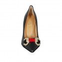 Escarpin pour femmes en cuir noir avec accessoire talon 8 - Pointures disponibles:  31, 32