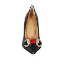 Escarpin pour femmes en cuir noir avec accessoire talon 8 - Pointures disponibles:  31, 32, 34, 42