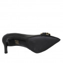 Escarpin pour femmes en cuir noir avec accessoire talon 8 - Pointures disponibles:  31, 32
