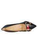 Escarpin pour femmes en cuir noir avec accessoire talon 8 - Pointures disponibles:  31, 32