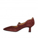 Woman's pump in brown suede with strap heel 5 - Available sizes:  32