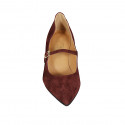 Zapato de salón para mujer en gamuza marron con cinturon tacon 5 - Tallas disponibles:  32