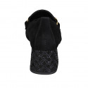 Mocasín puntiagudo para mujer con accesorio en gamuza y charol imprimido negro tacon 5 - Tallas disponibles:  34, 43, 46
