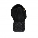 Mocassin pour femmes à bout pointu avec accessoire en daim et cuir verni imprimé noir talon 5 - Pointures disponibles:  43