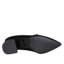 Mocasín puntiagudo para mujer con accesorio en gamuza y charol imprimido negro tacon 5 - Tallas disponibles:  34, 43, 46