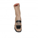 Woman's ankle boot with zipper in nude leather and black patent leather heel 8 - Available sizes:  32, 42, 44