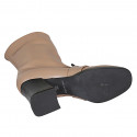 Woman's ankle boot with zipper in nude leather and black patent leather heel 8 - Available sizes:  32, 42, 44