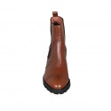 Botines para mujer con elasticos y puntera en piel cognac tacon 6 - Tallas disponibles:  43