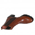 Bottines pour femmes avec elastiques et bout droit en cuir brun clair talon 6 - Pointures disponibles:  32, 43