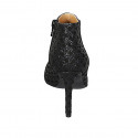 Botines para mujer con cremallera en gamuza imprimida y charol negro tacon 9 - Tallas disponibles:  32, 42