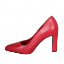 ﻿Woman's pointy pump in red leather heel 9 - Available sizes:  34, 42