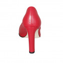 ﻿Zapato de salón a punta para mujer en piel de color rojo tacon 9 - Tallas disponibles:  34, 42