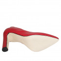 ﻿Woman's pointy pump in red leather heel 9 - Available sizes:  34, 42