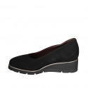 Woman's pump with removable insole in black suede wedge heel 4 - Available sizes:  31