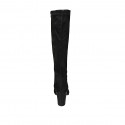 Woman's boot with zipper in black suede and elastic material heel 7 - Available sizes:  32, 33, 42, 43