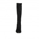 Woman's boot with zipper in black suede and elastic material heel 7 - Available sizes:  32, 33, 42, 43