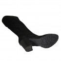 Woman's boot with zipper in black suede and elastic material heel 7 - Available sizes:  32, 33, 42, 43