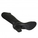 Woman's boot with zipper in black leather and elastic material heel 7 - Available sizes:  32, 42, 43