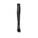 Bottes au dessus de genou pour femmes en cuir et matériau élastique noir talon 7 - Pointures disponibles:  33