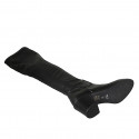 Woman's over-the-knee boot in black elastic material and leather heel 7 - Available sizes:  33, 43