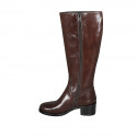 Woman's boot with zipper in brown leather heel 5 - Available sizes:  32