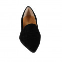 Mocasino para mujer en terciopelo bordado negro tacon 3 - Tallas disponibles:  32, 42
