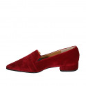 Woman's slipper shoe in red embroidered velvet heel 3 - Available sizes:  33, 44, 45, 46